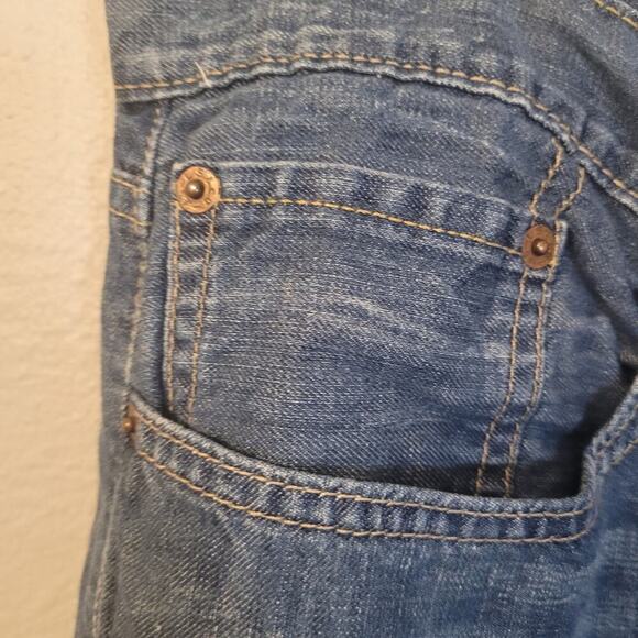 Levis Mens 514 Straight Fit Jeans Size 38X30 Blue Denim Medium Wash Whiskered - Picture 5 of 10